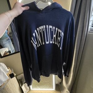 Abercrombie & Fitch Navy Crewneck Hoodie with Nantucket Graphic